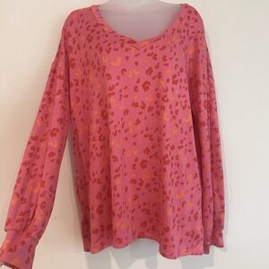 Jodifl Hot Pink Top Sz M Leopard Print Soft Made In USA Stretch Oversized